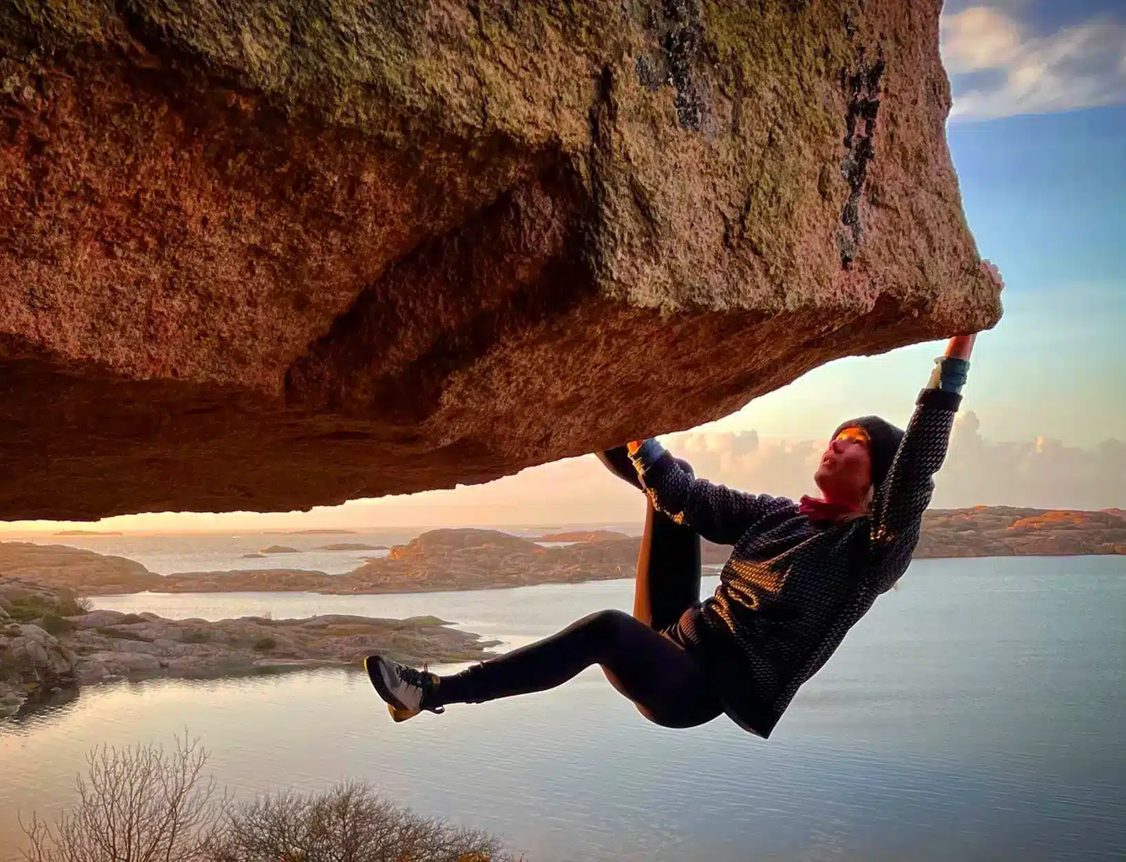 Stella Plantin. På Sebastians Läpp 7B+, Ulebergsh amn, Bohuslän, Sweden. Photo Fredrik Örneblad